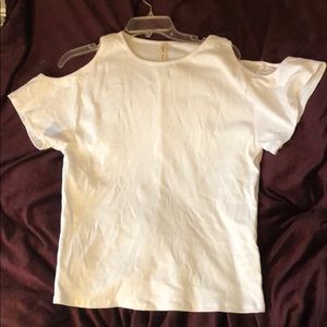 Cold shoulder white tee